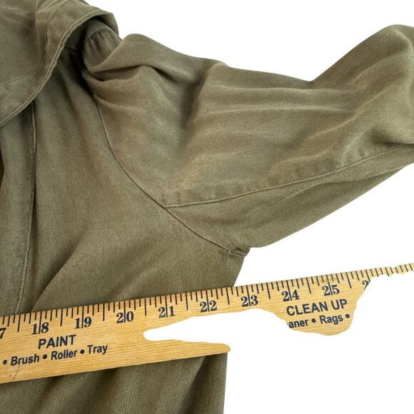 Knox Rose Military Green Hooded Cardigan L Crochet Roll-Up Boho Cargo Utility - Picture 12 of 12